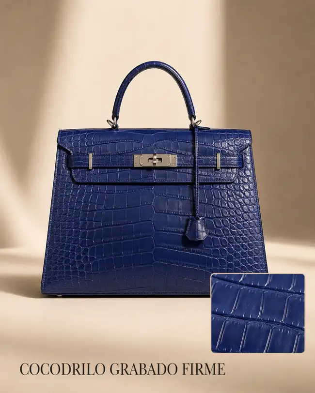 Cobalt crocodile embossed handbag
