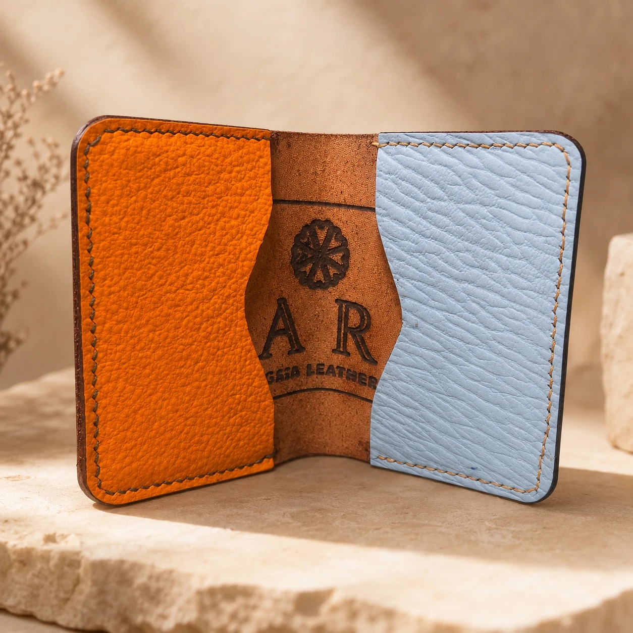 Cartera Bifold Duo Naranja / Azul Hielo · vista 2